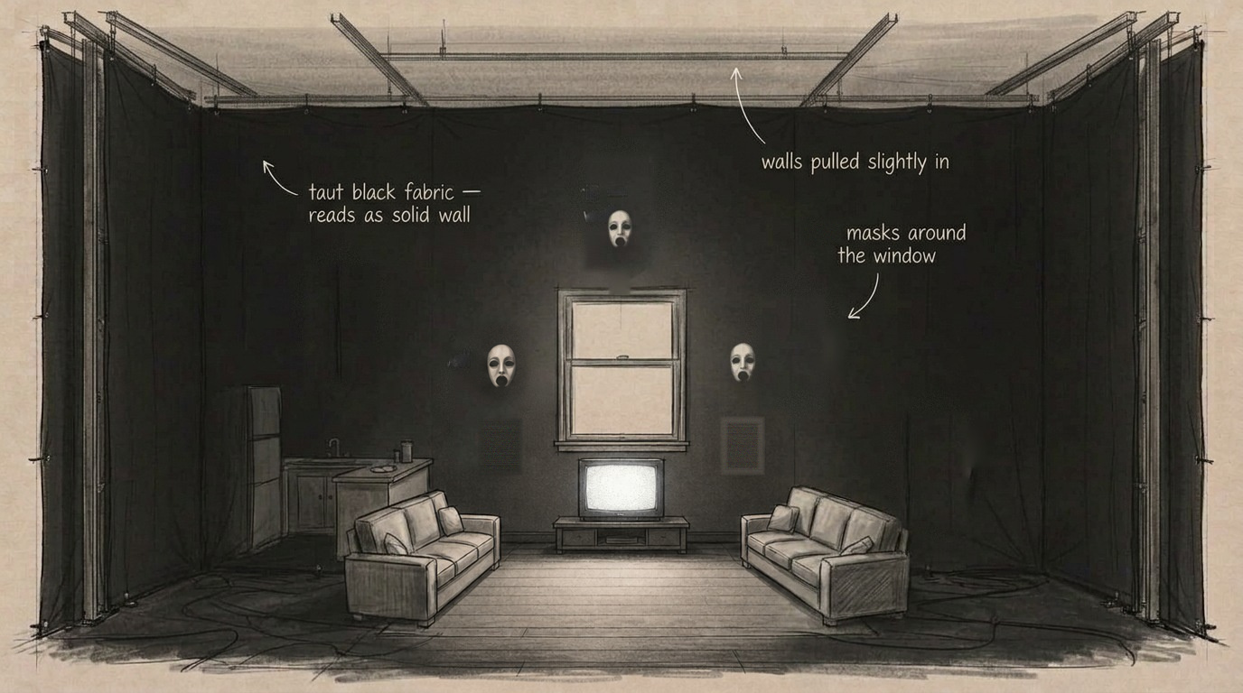 Set design concept sketch — The Wall — Multiple Masks